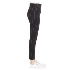 Tinsel Pinstripe Skinny Jeans Hi Rise Black White